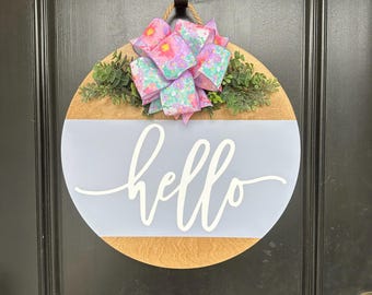 Front Door | Hello | Purple | Front Door Wreath | Door Hanger | Door Wreath | Housewarming Gift | Closing Gift | Home Decor