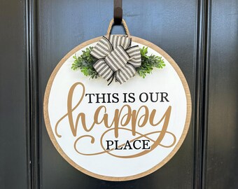 Front Door | Welcome | Happy Place | Front Door Wreath | Door Hanger | Door Wreath | Housewarming Gift | Closing Gift | Home Decor