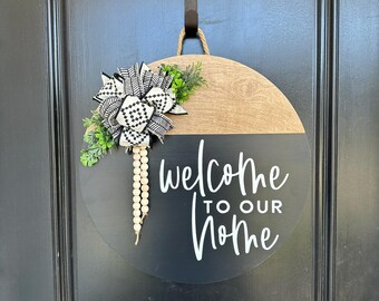 Front Door | Welcome To Our Home | Charm | Front Door Wreath | Door Hanger | Door Wreath | Housewarming Gift | Closing Gift | Home Decor