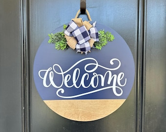 Front Door | Welcome | Blue Swirl | Front Door Wreath | Door Hanger | Door Wreath | Housewarming Gift | Closing Gift | Home Decor