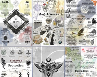 Eclectic Magick Wiccan Guides Printable Digital Grimoire Pages, Sheets for Book of Shadows, A4 Posters or Framed as a Gift, Instant download
