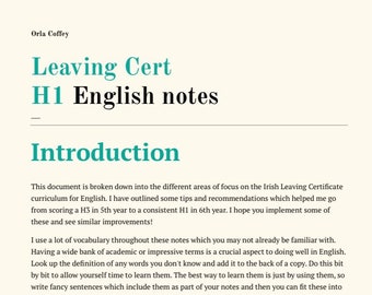 Anglais Leaving Cert H1 notes