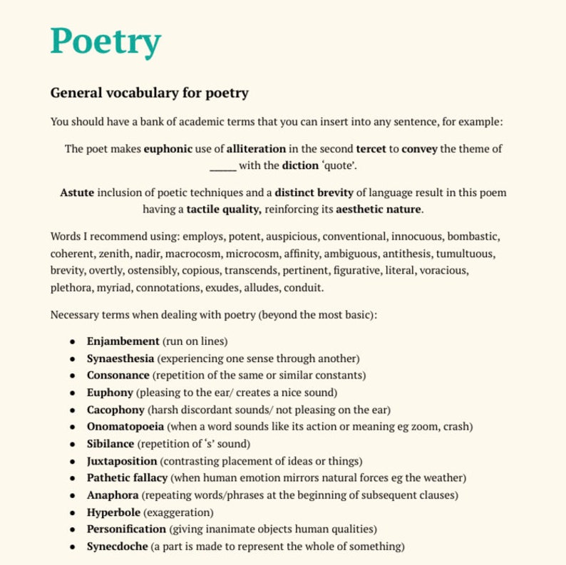 English Leaving Cert H1 Notes Etsy