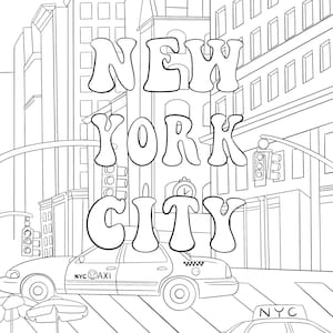 NYC Printable Coloring Page for Kids & Adults - Instant Download