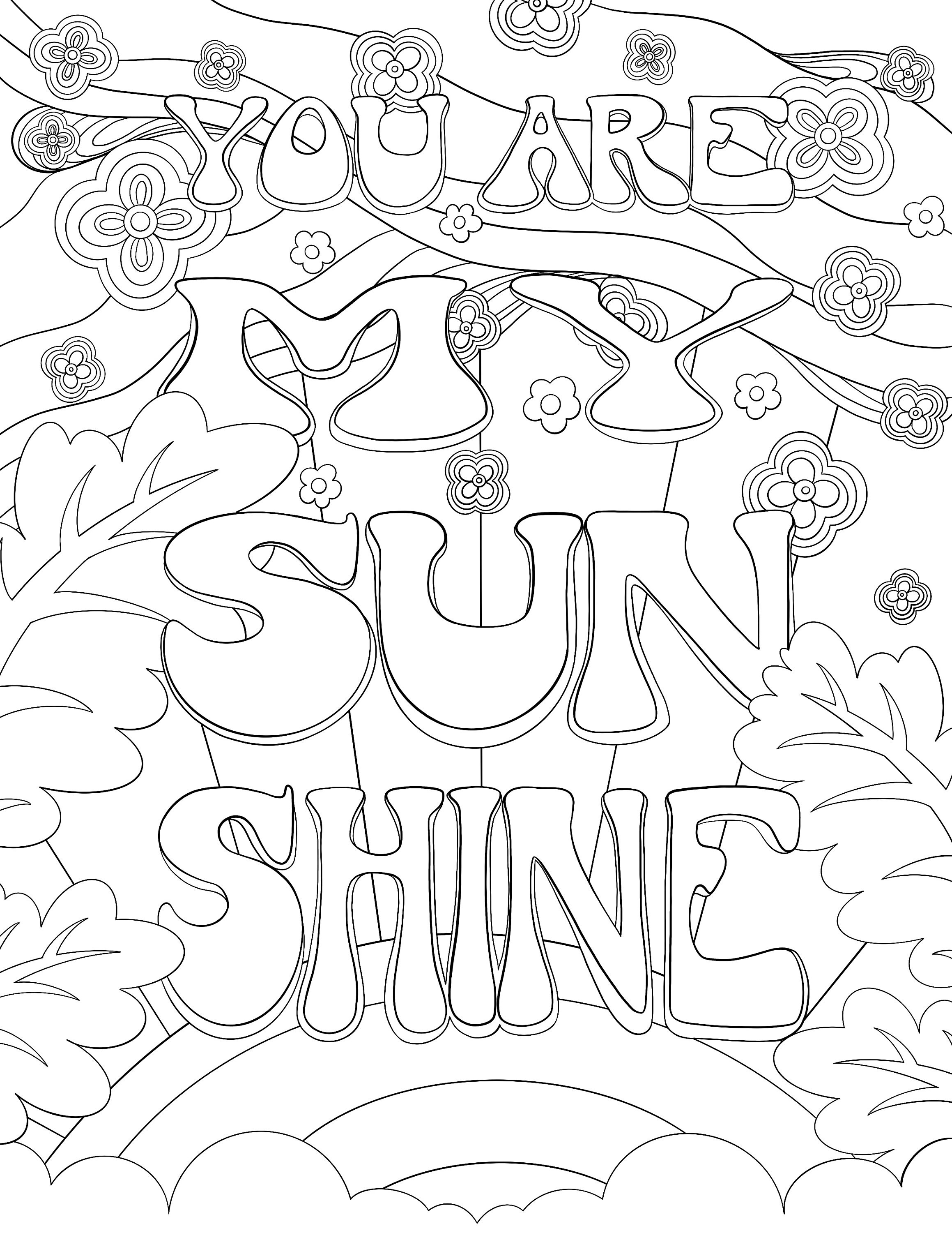 You Are My Sunshine Printable Coloring Page For Kids Adults Instant 