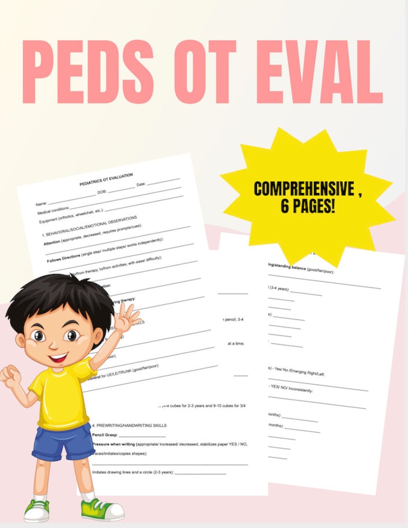 Pediatrics Occupational Therapy Evaluation, Comprehensive, PDF Template Pediatrics Occupational Therapy Evaluation, Comprehensive, PDF Template