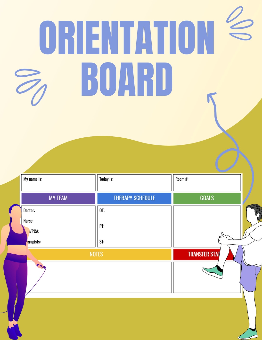 Patient Orientation Board, Occupational Therapy, OT, Physical Therapy