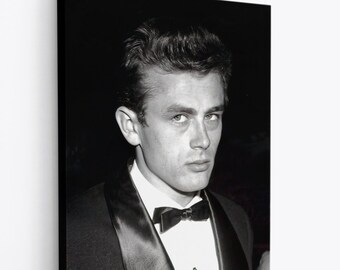 James Dean Legend In a Tuxedo Movie Set Print Canvas, black and white