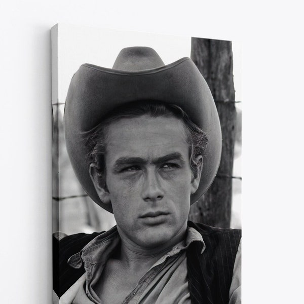 James Dean Cowboy Hat Texas oil Company west Giant Movie Set Print Canvas Oil Workers, black and white