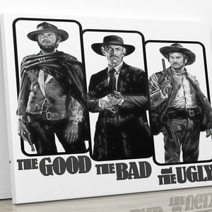 Clint Eastwood Spagetti Western The good the bad and the ugly Grungy Black and White Retro Cowboy Texas Movie Poster Promotional