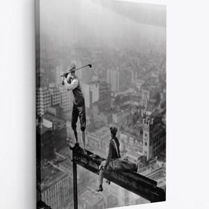 1930 charles ebbets tee time en rascacielos Empire State Building Arial NYC Trabajadores del acero de la ciudad de Nueva York, Blanco y negro, golf vintage