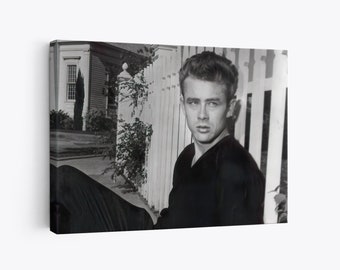 James Dean Legend Movie Set Print Canvas, black and white