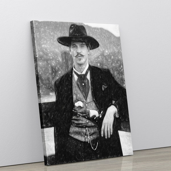 Doc Holliday Val Kilmer Famous gunfighter original painting Tombstone Arizona Movie Print Canvas, western, outlaw, old west