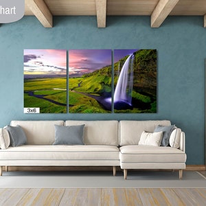 Waterfall Iceland Canvas Wall Art Decor Print Seljalandsfoss Skyline ...