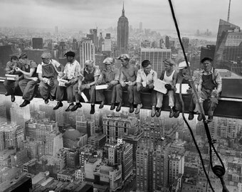 Buyartforless Men ATOP a Skyscraper Steel Beam Lunchtime ATOP NYC by John C Ebbets 36x24 Photographic Art Print Poster Historical Black and White Buyartforless Men ATOP a Skyscraper Steel Beam Lunchtime ATOP NYC by John C Ebbets 36x24 Photographic Art Print Poster Historical Black and White