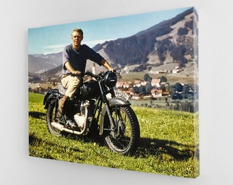 Steve Mcqueen The great escape Movie Poster Motorcycle, World War 2 movie, ww2 German Camp movie,