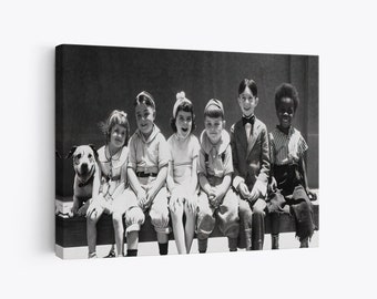 The Little Rascals in a group vintage Black and White Retro Canvas Spanky Alphalfa