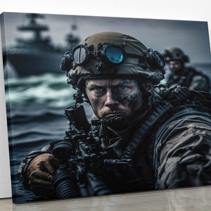US NAVY Seals, Special operators, DEVGRU Frogmen, Elite Special Forces, Landscape, Scenery Print on Canvas , Modern, Maritime, Armed Forces
