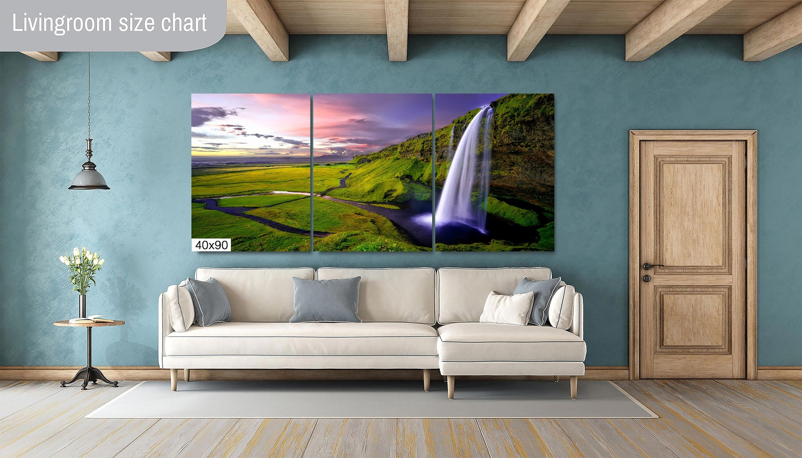 Waterfall Iceland Canvas Wall Art Decor Print Seljalandsfoss Skyline ...