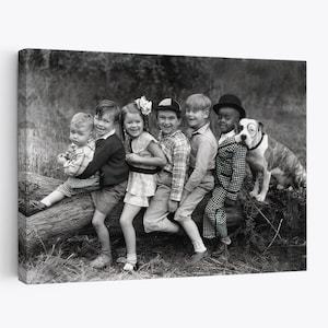 I Little Rascals in un gruppo vintage Black and White Retro Canvas Spanky Alphalfa