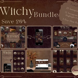 Witchy Bundle | Edit with Canva, Instagram Highlight Cover Templates, Insta Post Template, Etsy Shop Banner Layouts, Witchcraft, Spiritual
