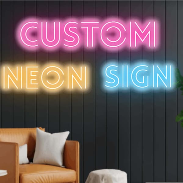 Kreieren Sie Ihr eigenes Neon-Schild, gestalten Sie Ihr eigenes Hochzeits-Neon-Schild, benutzerdefinierte Neon-Schilder, LED-Neon-Schilder, personalisierte Neon mit verschiedenen Größen und Schriftarten