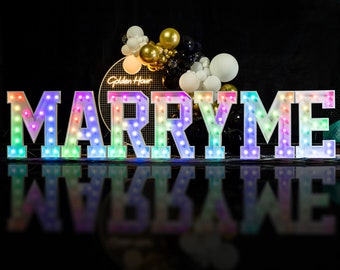 Marry Me Marquee Letter MultiColor Lights,Light Up Sign,Metal Numbers,Illuminated Letter,Wedding Decoration