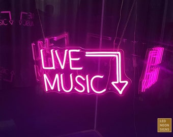 Live Music Neon Sign,Party Neon,Studio Lights,Neon Light Sign,DJ Sign,LED Neon Sign, Music Studio, Recording Studio, Jamming Room