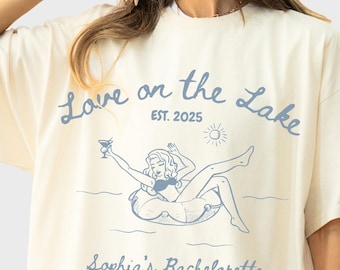 L'amour sur le lac t-shirt personnalisé femme du lac bach club lux extérieur thème lac tahoe finger lakes genève confort couleurs personnalisées