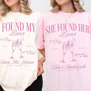lover bachelorette party shirts she found her lover theme party in my bride era bachelorette era champagne comfort colors bridesmaids gifts