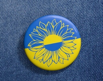 Sunflower pin, Ukraine flag pin, Ukraine Pin, Support Ukraine, I stand with Ukraine, Sunflower Button, Pins for Backpacks