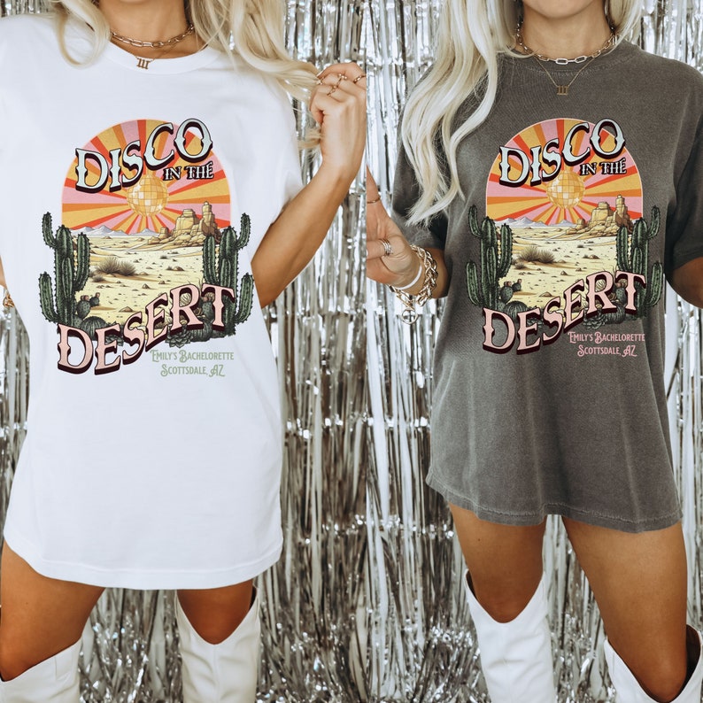 scottsdale bachelorette party shirts disco desert bach tour sedona arizona custom bridesmaids gifts girls trip tees cactus bachelorette image 2