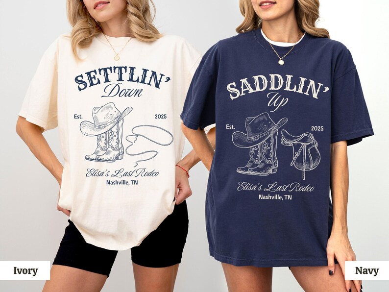 Settle Up Rodeo Saddling up Last Rodeo Bachelorette Party Shirts Western Theme Country ...