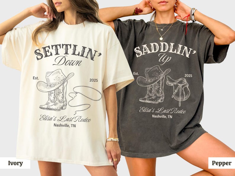 Settle Up Rodeo Saddling up Last Rodeo Bachelorette Party Shirts Western Theme Country ...