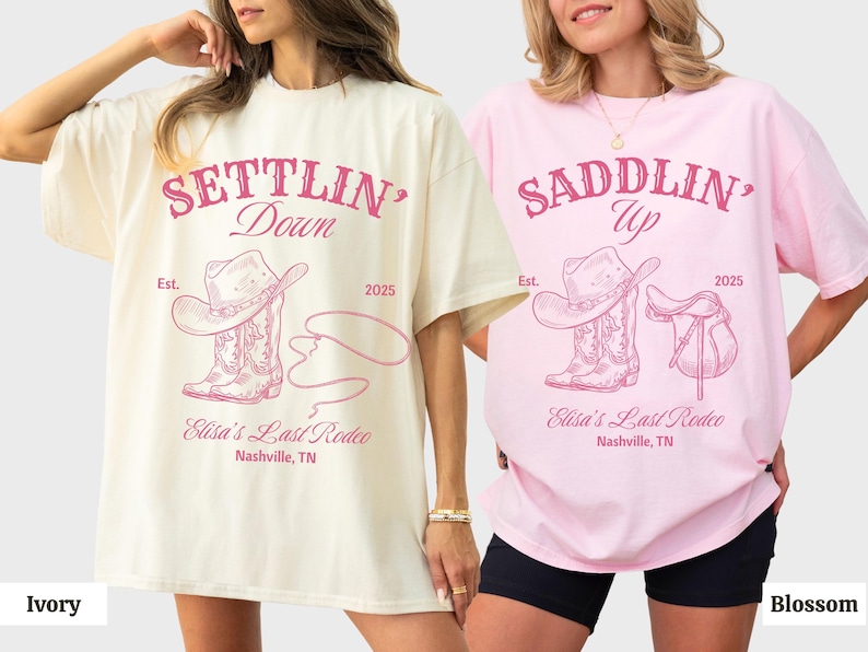 Settle Up Rodeo Saddling up Last Rodeo Bachelorette Party Shirts Western Theme Country ...