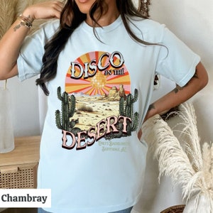 scottsdale bachelorette party shirts disco desert bach tour sedona arizona custom bridesmaids gifts girls trip tees cactus bachelorette Chambray