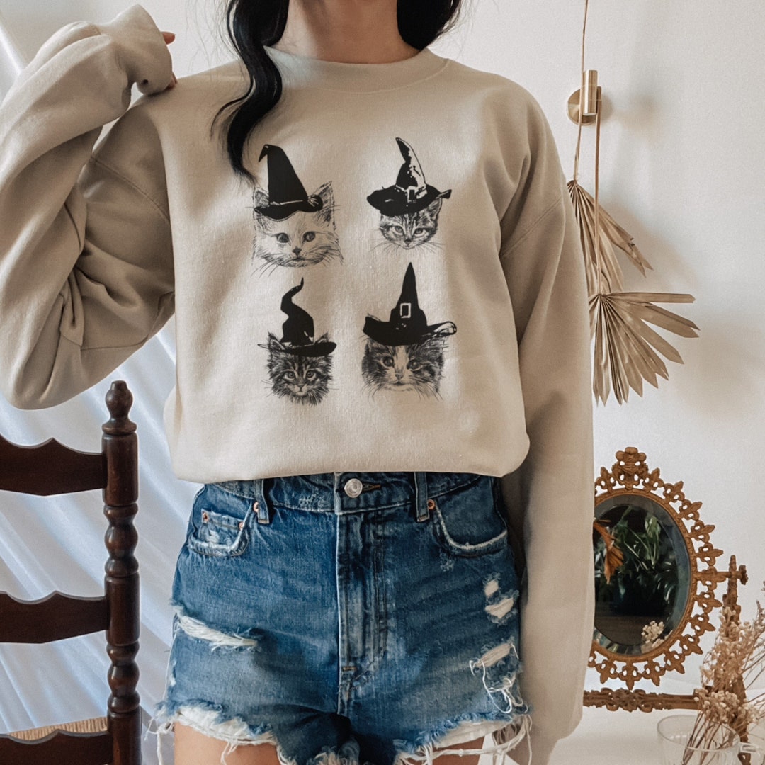 Halloween Cat Shirt, Halloween Sweatshirt, Halloween Crewneck, Black Cat, Halloween Sweater