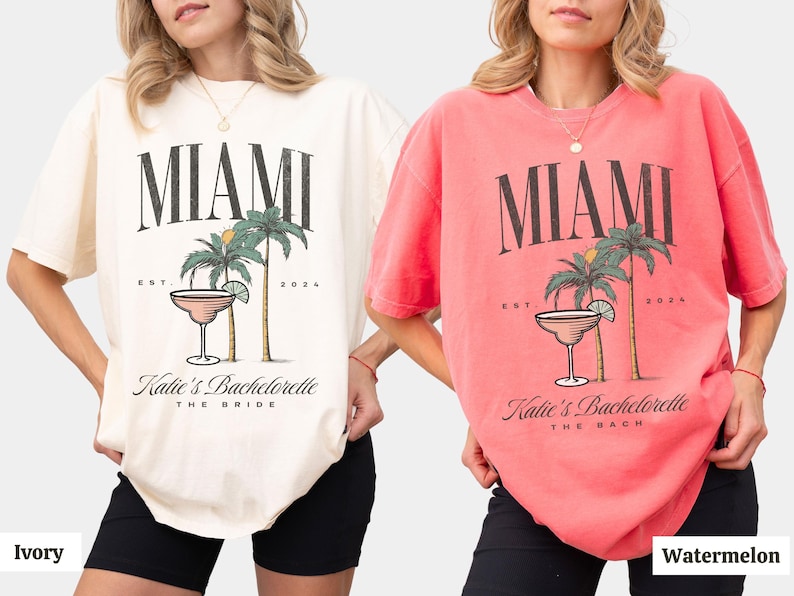 Chemise personnalisée pour EVJF Miami : t-shirt couleurs confort nuptiale Florida Beach image 8