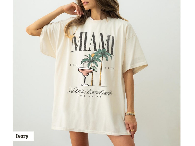 Miami Bachelorette Party Shirts Custom Florida bachlorette shirts Tampa Key West bridesmaids gifts beach palm tree bridal party comfort