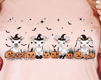 Witchy Goat Halloween T-Shirt | Spooky Farm Animal Tee