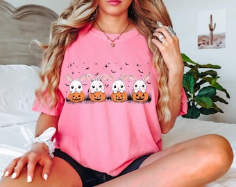 Comfort Colors Halloween T-Shirt – Bunny Jack-O'-Lantern Design