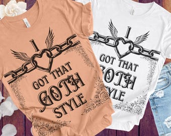Macabre Floral Goth T-Shirt with Chain Heart Wings - Unique Alternative Fashion Tee