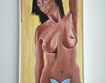 Dipinto acrilico su tela dipinto a mano Dipinto originale Acrilico unico su tela Femminilità viva 55 x 105 cm