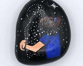 Mourning stone universe motif individually painted stones as a mourning gift grave decoration customizable memorial stone with saying