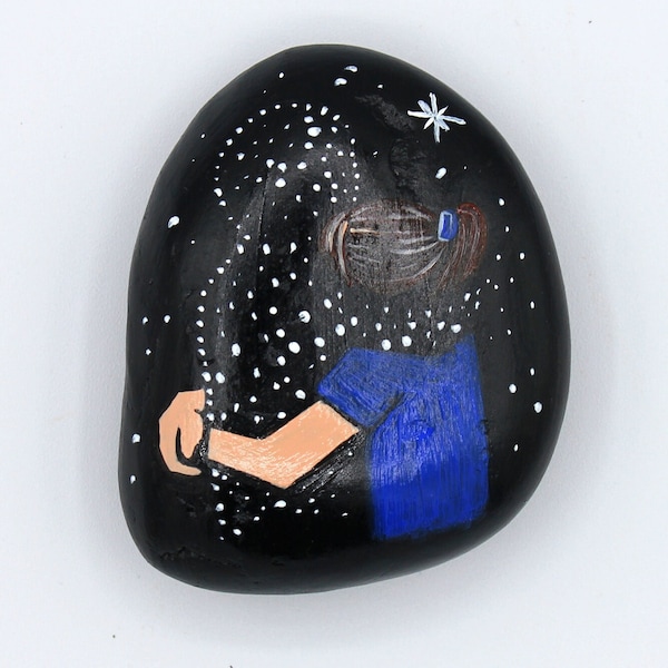 Mourning stone universe motif individually painted stones as a mourning gift grave decoration customizable memorial stone with saying