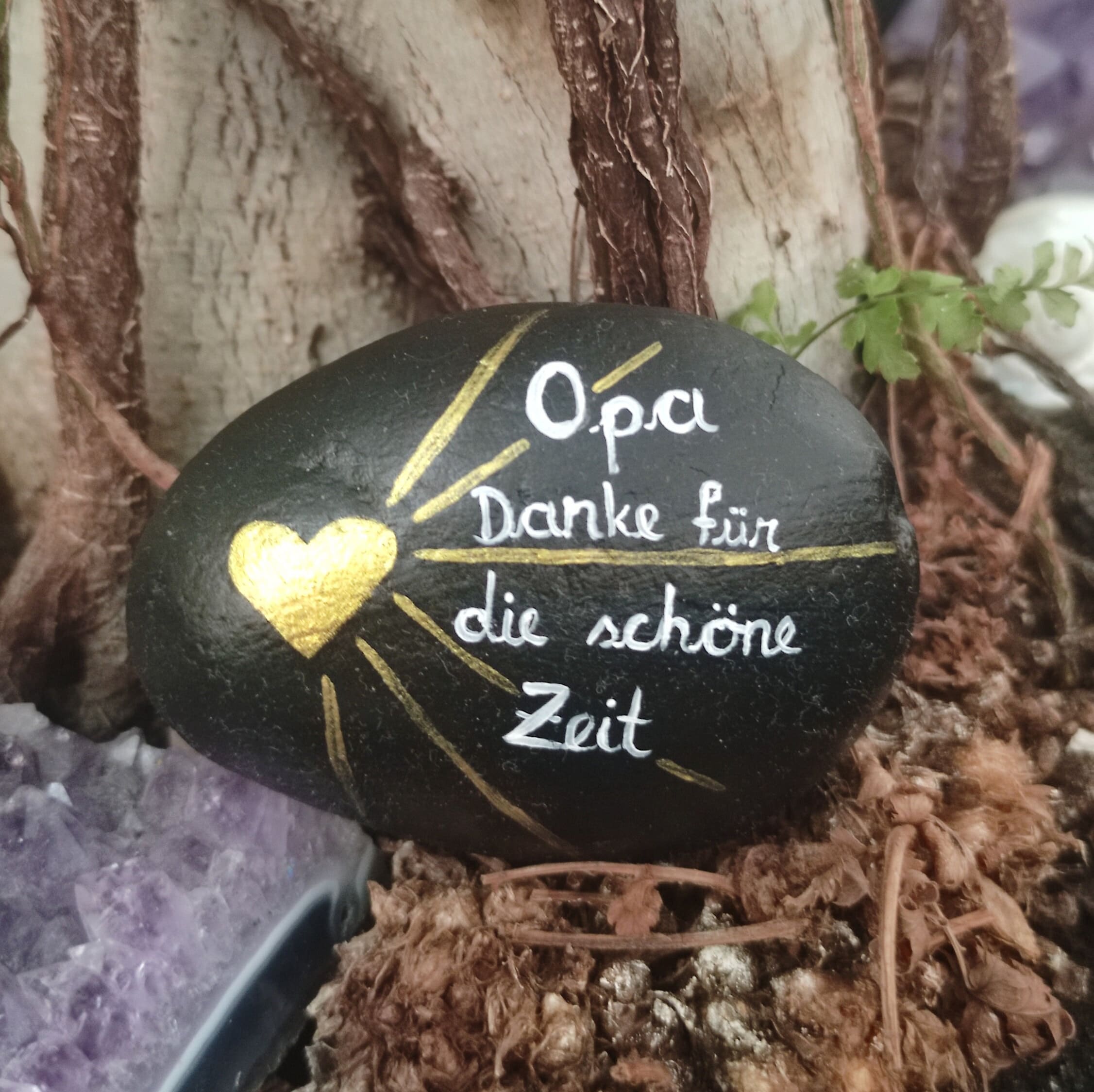 BURI Dekofigur Spruchstein Herz 12x10cm Steinoptik Grabschmuck Grabdeko Gedenkstein S06ah07h