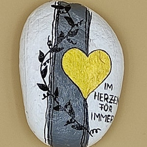 Mourning stone painted with saying, individually painted stone as a mourning gift, customizable memorial stone with saying, grave decoration, golden heart