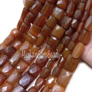 Faceted Chalcedony Rectangle Beads: Dark Gemstone Jewelry Making
