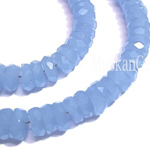 Forma di pneumatico Heishi sfaccettato di calcedonio naturale, filo da 8, qualità AAA, perline di pietre preziose fatte a mano di calcedonio blu, immagine 6