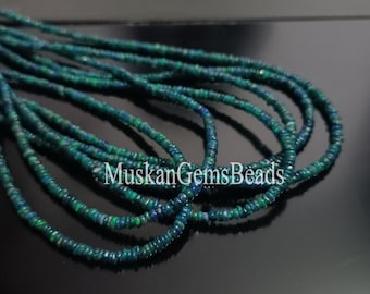 Green Ethiopian Opal Welo Flesh Tiny Tyre Shape Beads, 8" Strand, AAA Quality, Natural Ethiopian Opal Smooth Gemstone Beads